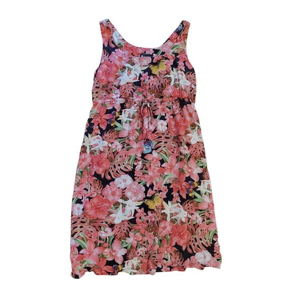 Puanani Dress Women's Large Pink Tropical Hawaiian Butterfly Tie Waist Mini - Picture 1 of 4